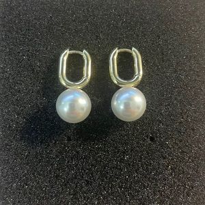 Ann Taylor Gold Hoop and Pearl earrings